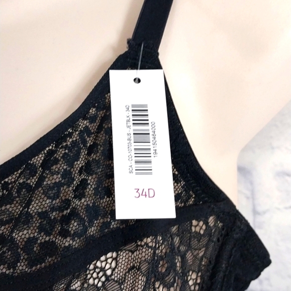 NWT Bustier w Garters Adore Me Black Lace Sz 34D - Picture 4 of 6